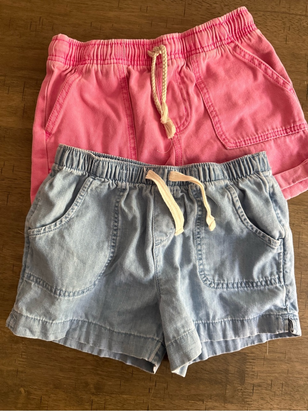 Cat & Jack Pink and Light Blue Cotton Drawstring Shorts Set